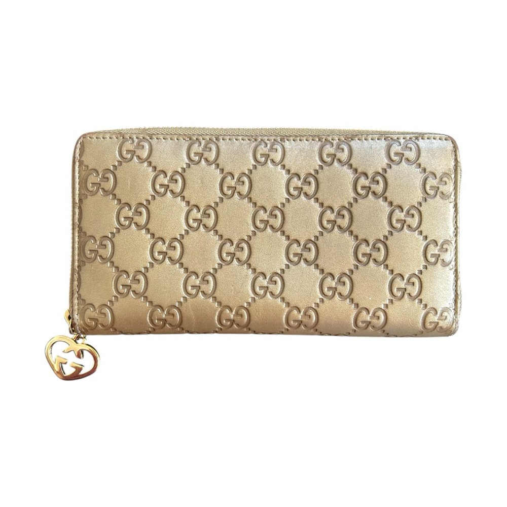 Gucci Metallic Gold Guccissima Monogram Long Wallet